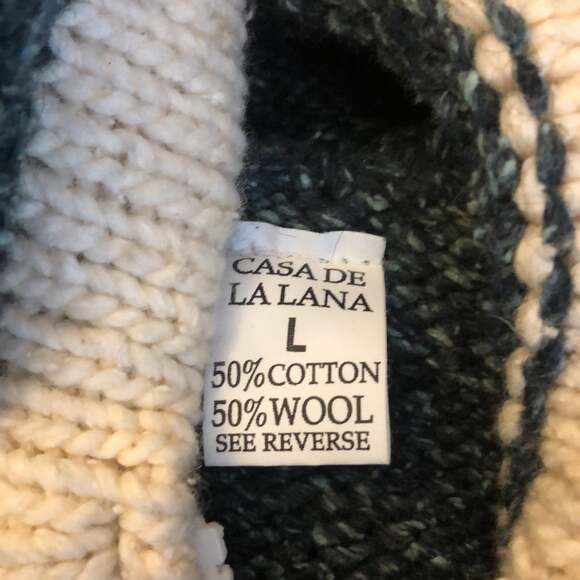 Casa De La Lana Handknit Sweater Jacket NY on it size large - Picture 11 of 12